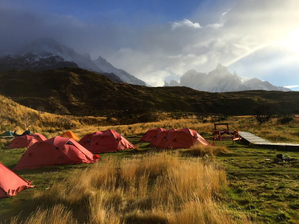 Campamento Paine Grande after sunrise 